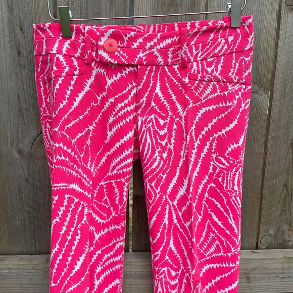 Lilly Pulitzer Pants Capri Zebra Printed Low Rise Straight Twill Size 2 Pink - Picture 3 of 8